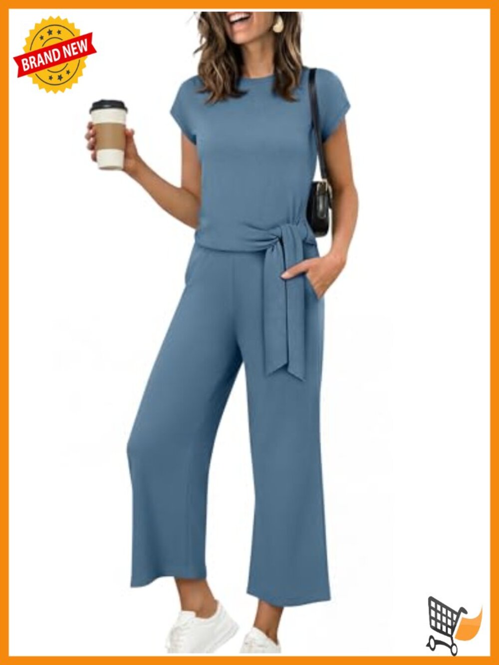 Women's 2 Piece Lounge Set Tie Waist Crop Top Wide Leg Pants Travel